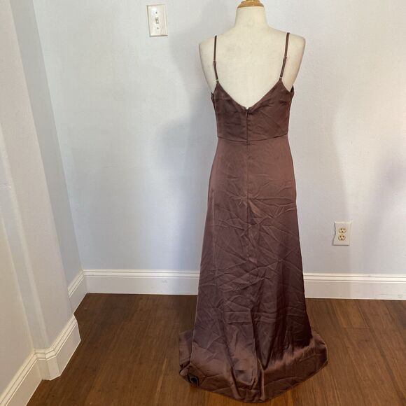 Birdy Grey Y2K Fairy Shiny Satin Long Bridesmaid Prom Leg Slit 90s HOCO Dress S - Picture 7 of 13